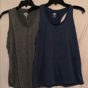 Blue and Gray Women's Tank Tops